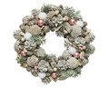 Coronita decorativa Pink baubles, Decoris, 34x8.5 cm, roz/alb