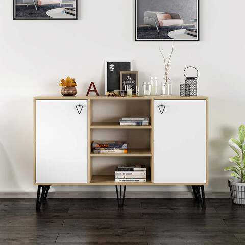 Consola, olivia, ege, 140x96x40 cm, pal, stejar safir / alb