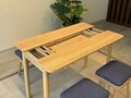 Set masa extensibila si 4 scaune, Vella, Vina Mini 05 1048, PAL, Stejar / Albastru închis