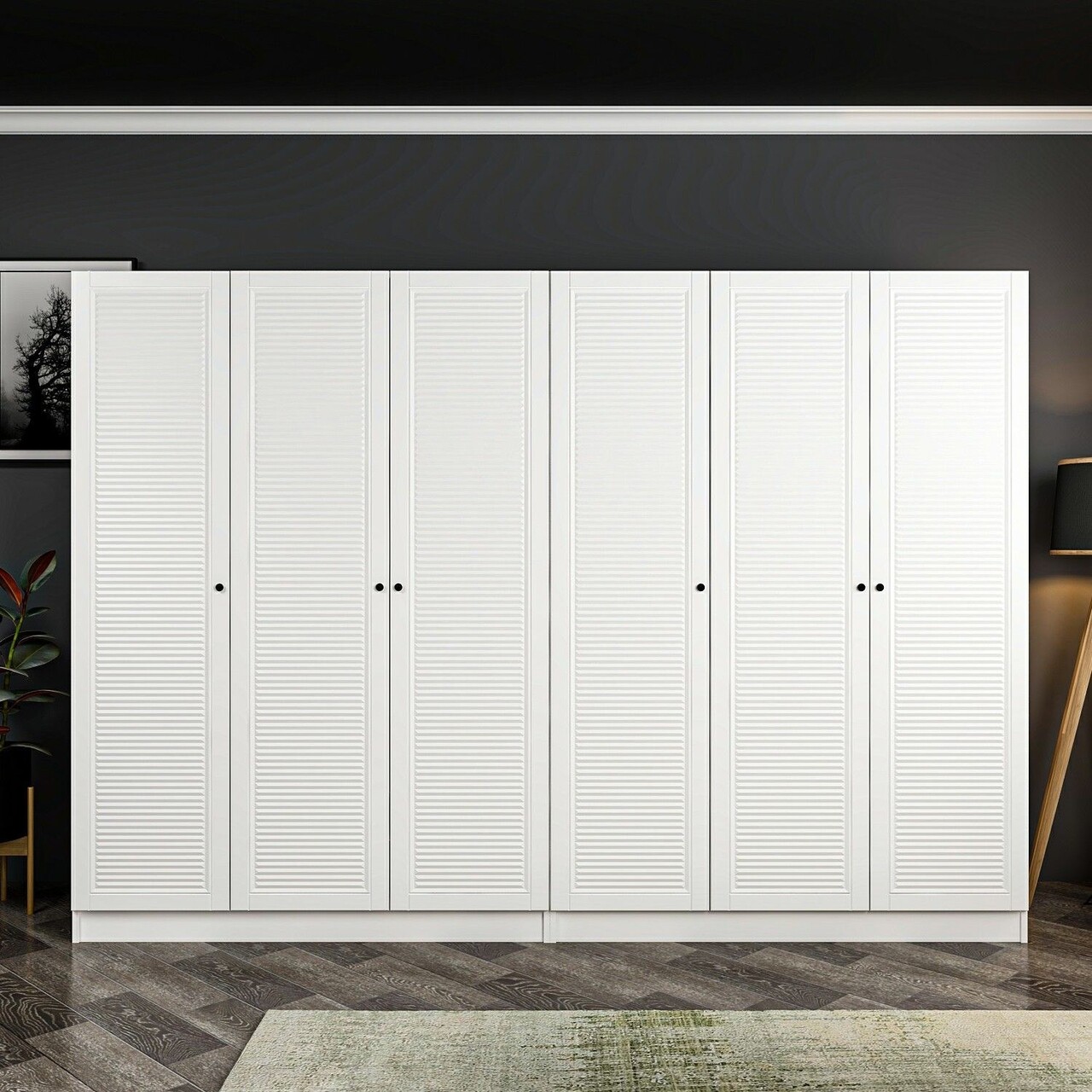 Dulap pentru haine, Minerva, Kale Mebran, 270x190x52 cm, PAL, Alb - 1 | YEO