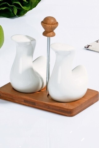 Set 2 recipiente pentru condimente, Kosova, cu suport, 14x8x13 cm