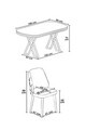 Set masa si scaune (7 piese), Hanah Home, Afe, Model de marmură albă / Auriu / Antracit