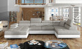 Coltar extensibil dreapta 6 locuri ELTAP, Rod-01, Rodrigo, 345x202x90 cm, lemn/poliester, gri deschis/alb