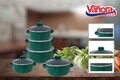 Set de gatit 10 piese Carla, Vanora, otel carbon emailat/sticla, verde