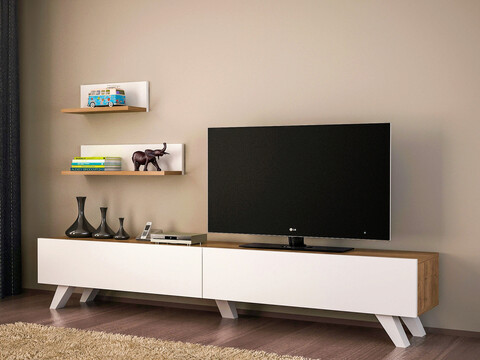 Comoda TV, Wooden Art, Amerika, PAL, Alb / Nuc mezoni.ro