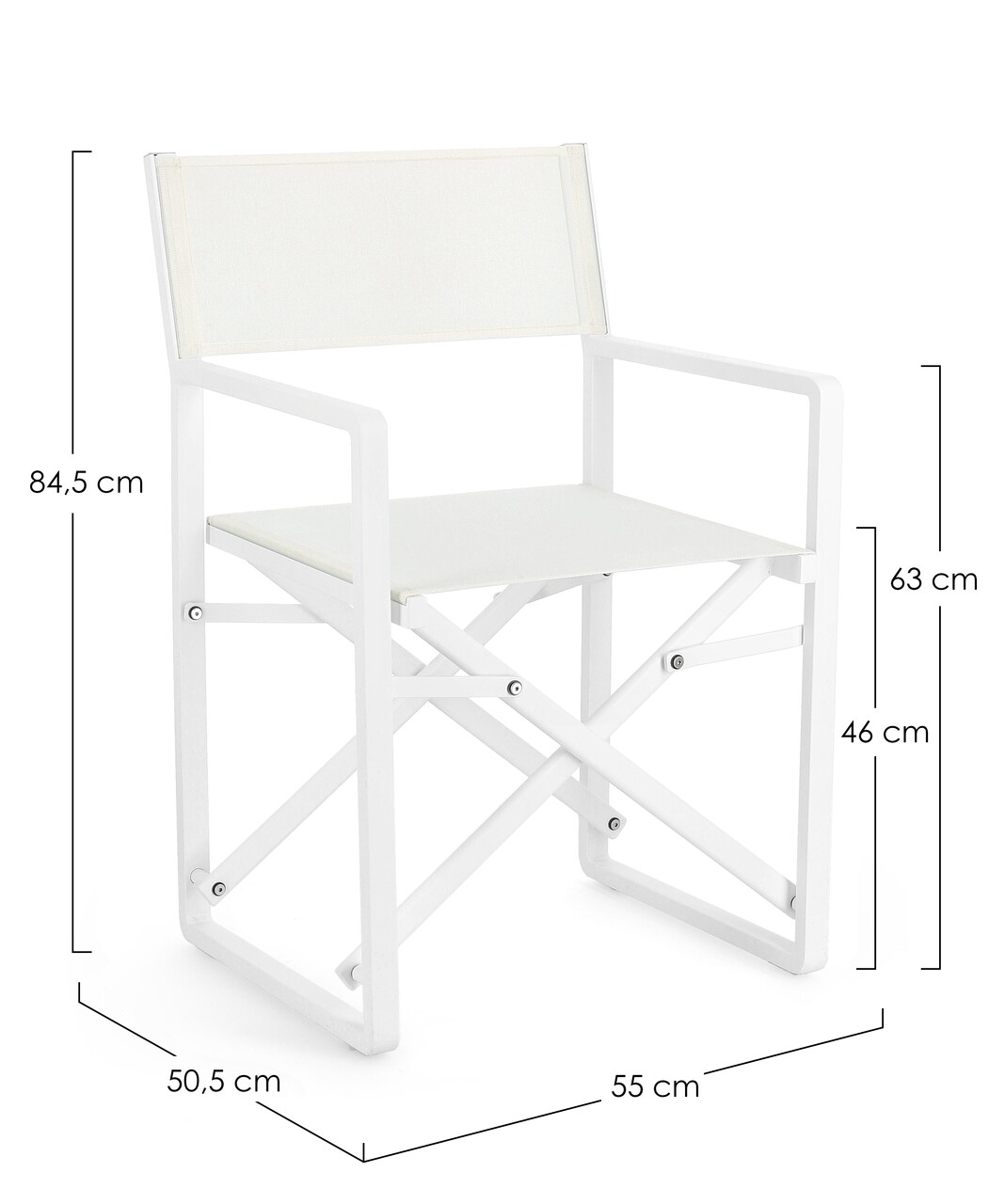 Scaun de gradina pliabil Konnor, Bizzotto, 55 x 50.5 x 84.5 cm, aluminiu/textilena 1x1, alb