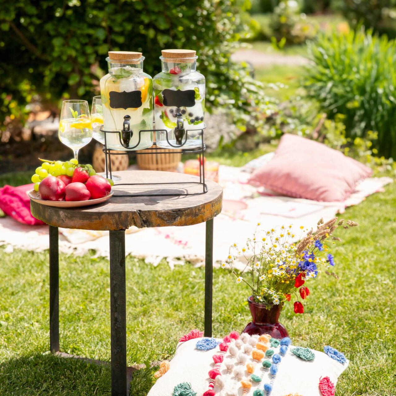 Set 2 dozatoare pentru bauturi cu suport Allos, Homla, 2x2 L, sticla/metal, transparent/negru - imagine 5