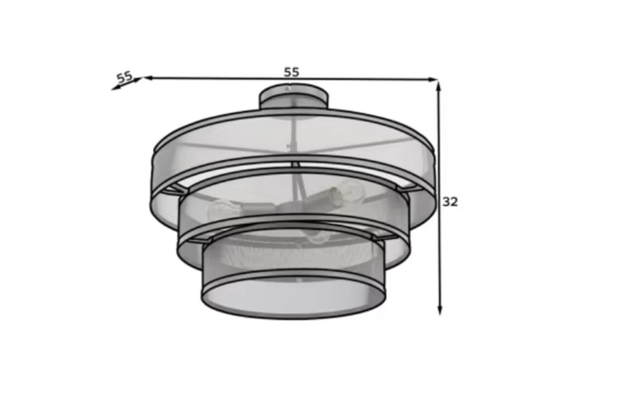 Plafoniera ELTAP, CE3B-B, Orabela, 55x32 cm, 3xE27, 15W, otel, negru