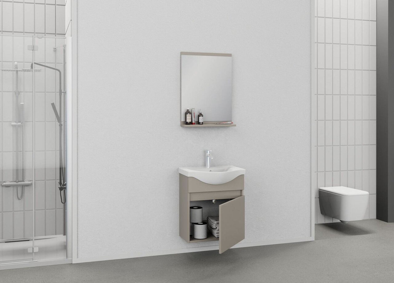 Set mobilier de baie (2 piese), Hanah Home, Mare 55, Latte - view 3
