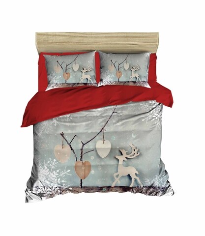 Lenjerie de pat dubla xmas-420, pearl home, 3 piese, amestec bumbac, multicolor