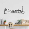 Decoratiune de perete, City, Metal, Grosime: 2 mm, Negru