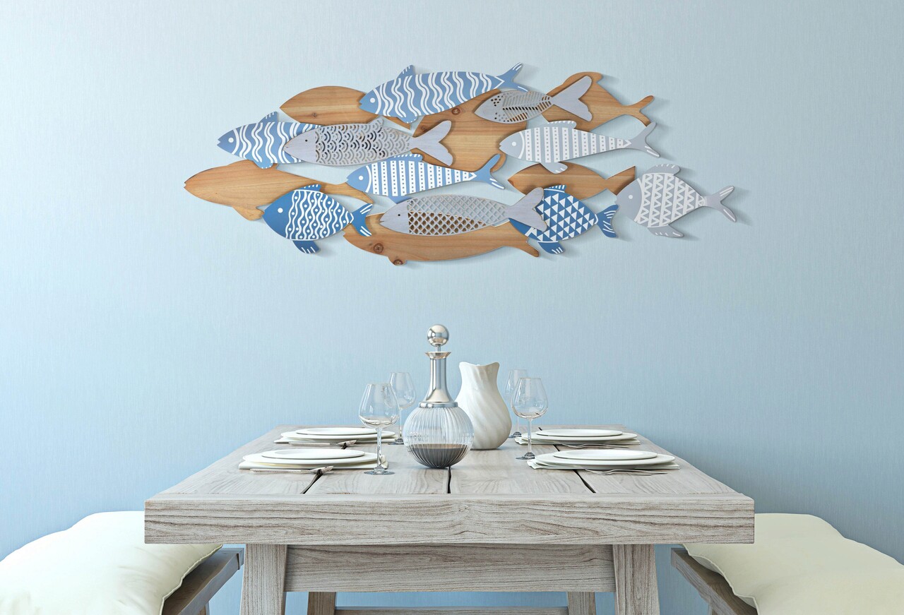 Decoratiune de perete Fish Sea, Mauro Ferretti, 91x33.5 cm, fier/MDF, multicolor - 2 | YEO