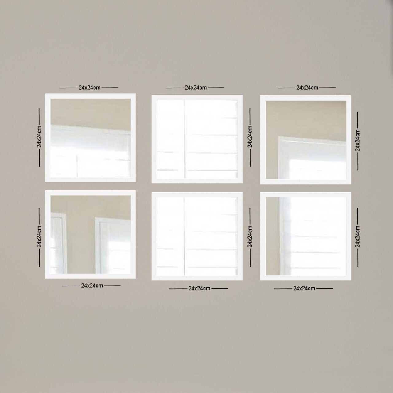 Set de oglinzi, SETAYNA_069, Sticla, Plastic laminat, Alb / Argintiu — imaginea 2