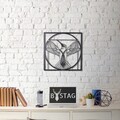 Decoratiune de perete, Da Vinci Bird, Metal, Dimensiune: 50 x 50 cm, Negru