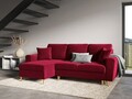 Coltar extensibil reversibil 4 locuri, Moghan, Micadoni Home, GL, 241x145x88 cm, catifea, rosu