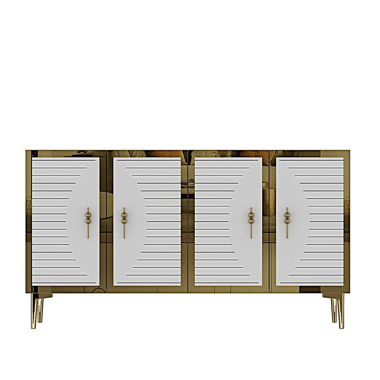 Consola, Hanah Home, Tuna 120, 120x75x32 cm, Alb/Auriu - view 7