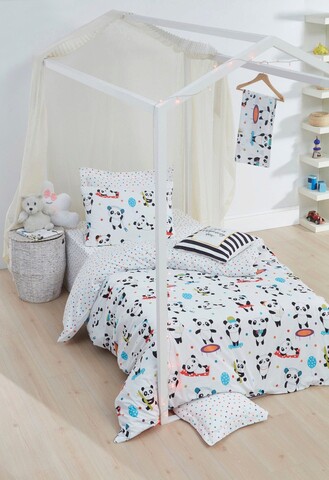 Lenjerie de pat pentru o persoana, love pandas, enlora home, bumbac ranforce