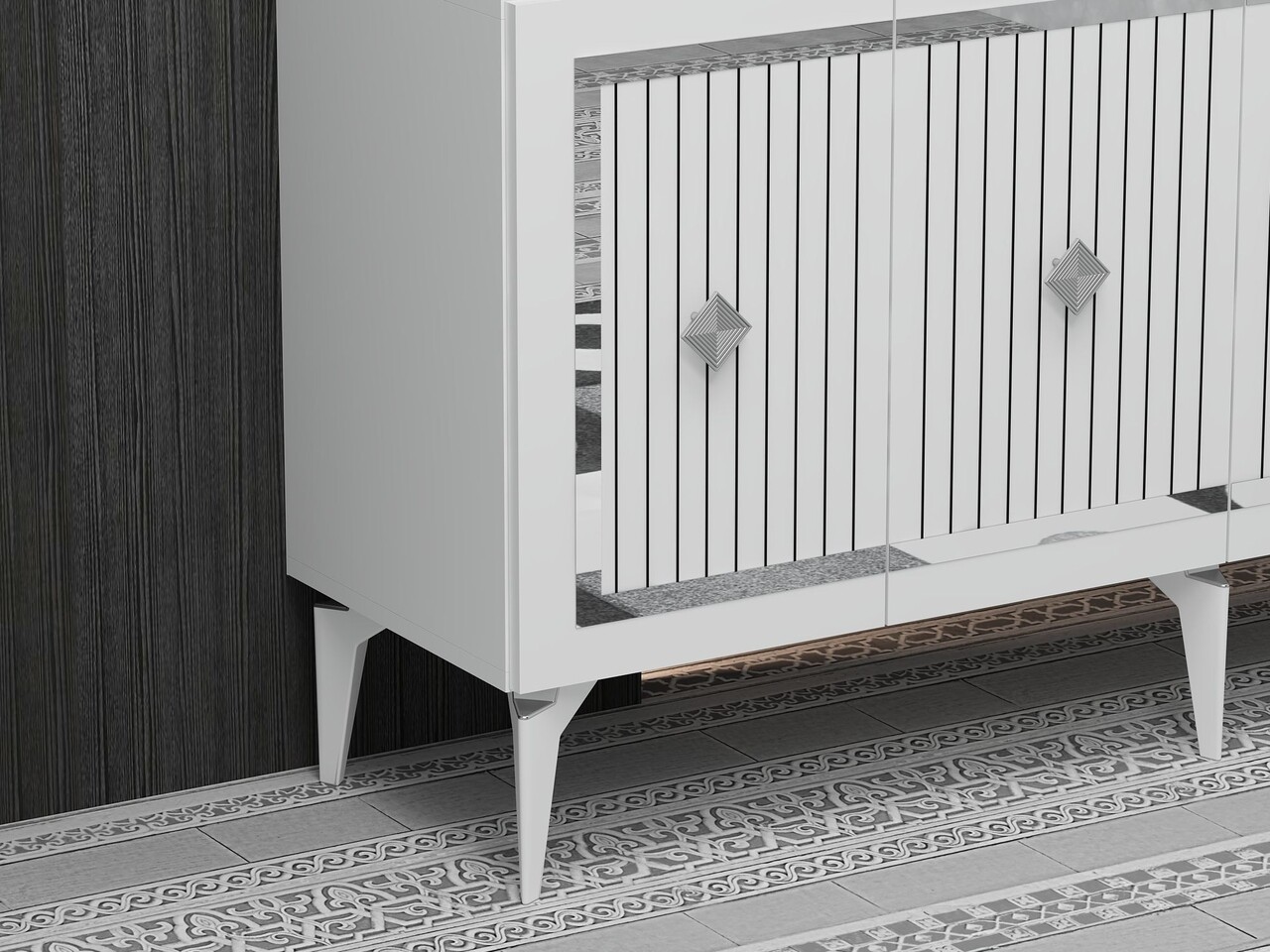 Consola, Hanah Home, Nova, 150x79x40 cm, PAL , Alb / Argintiu - view 4