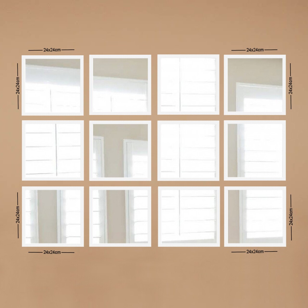 Set 12 oglinzi decorative, SETAYNA_067, Plastic laminat, Alb / Argintiu - view 2