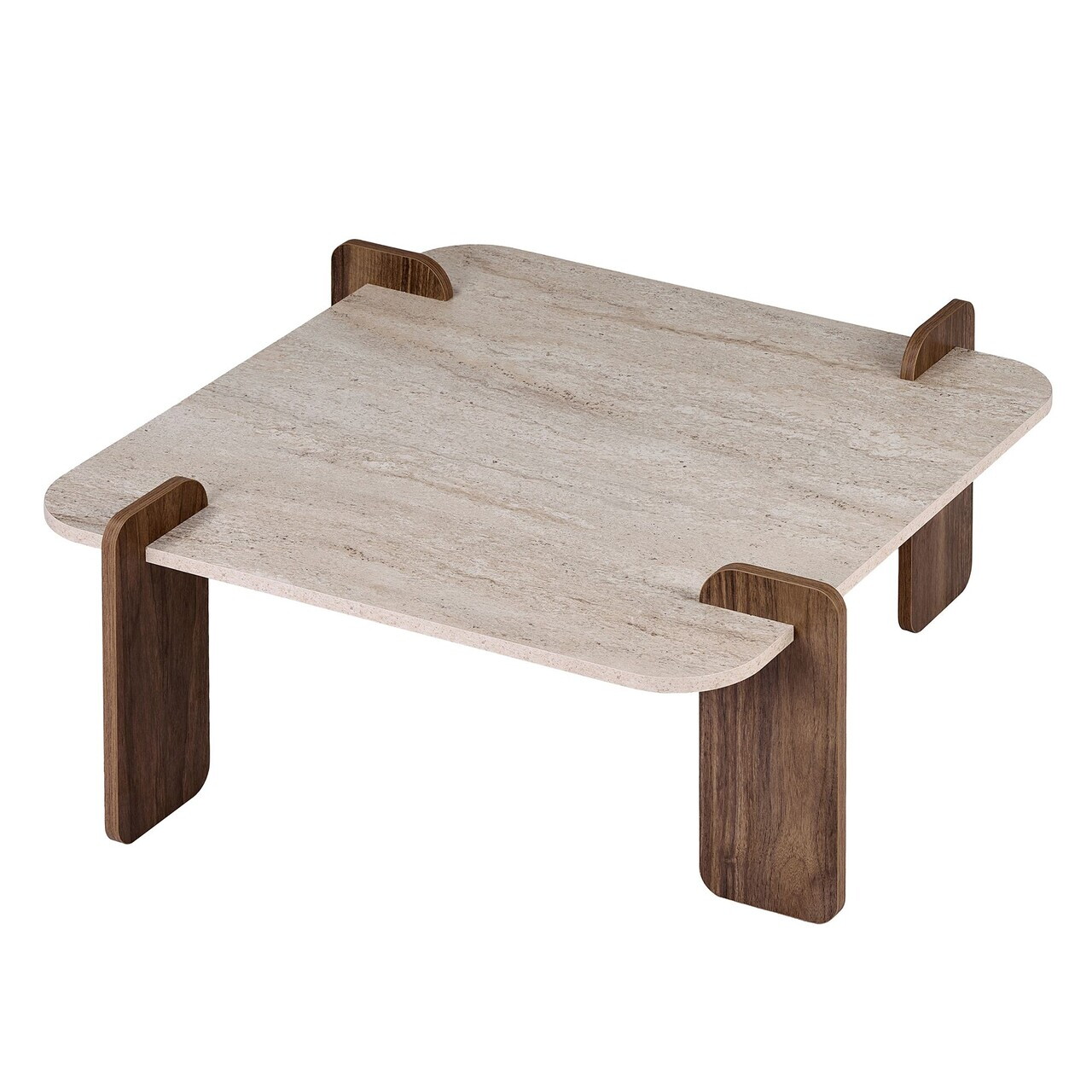 Masuta de cafea, Hanah Home, Marais, 90x35x90 cm, PAL, Travertin / Nuc — imaginea 4