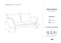 Canapea, Verveine, Mazzini Sofas, 3 locuri, 212x95x96 cm, catifea, verde bottle