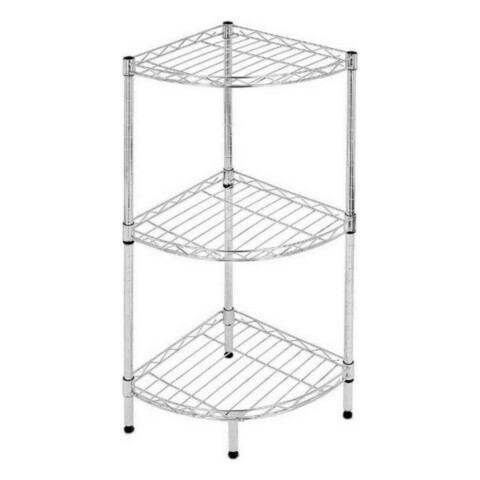 Etajera de colt Confortime, 35x35x70 cm, metal, argintiu Accesorii curatenie & organizare