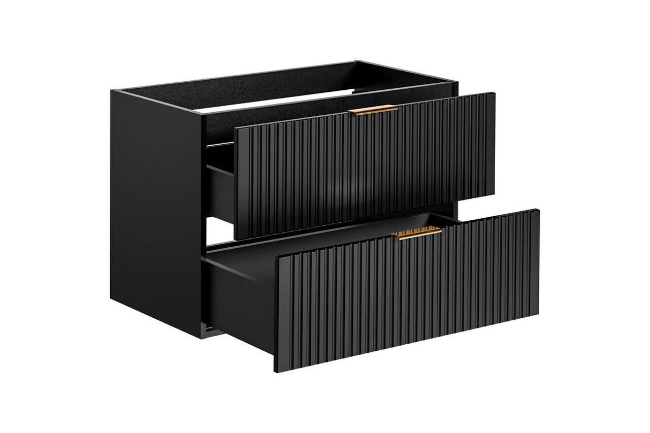 Set dulap de baie cu lavoar si sifon, 80 cm Sky, Adel Black, Comad, MDF/PAL laminat, negru mat — imaginea 5