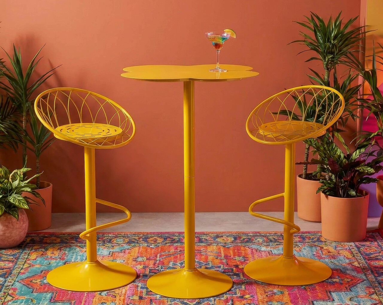 Masa de bar, Mauro Ferretti, Clox, 60x103 cm, metal, galben mustar - imagine 4