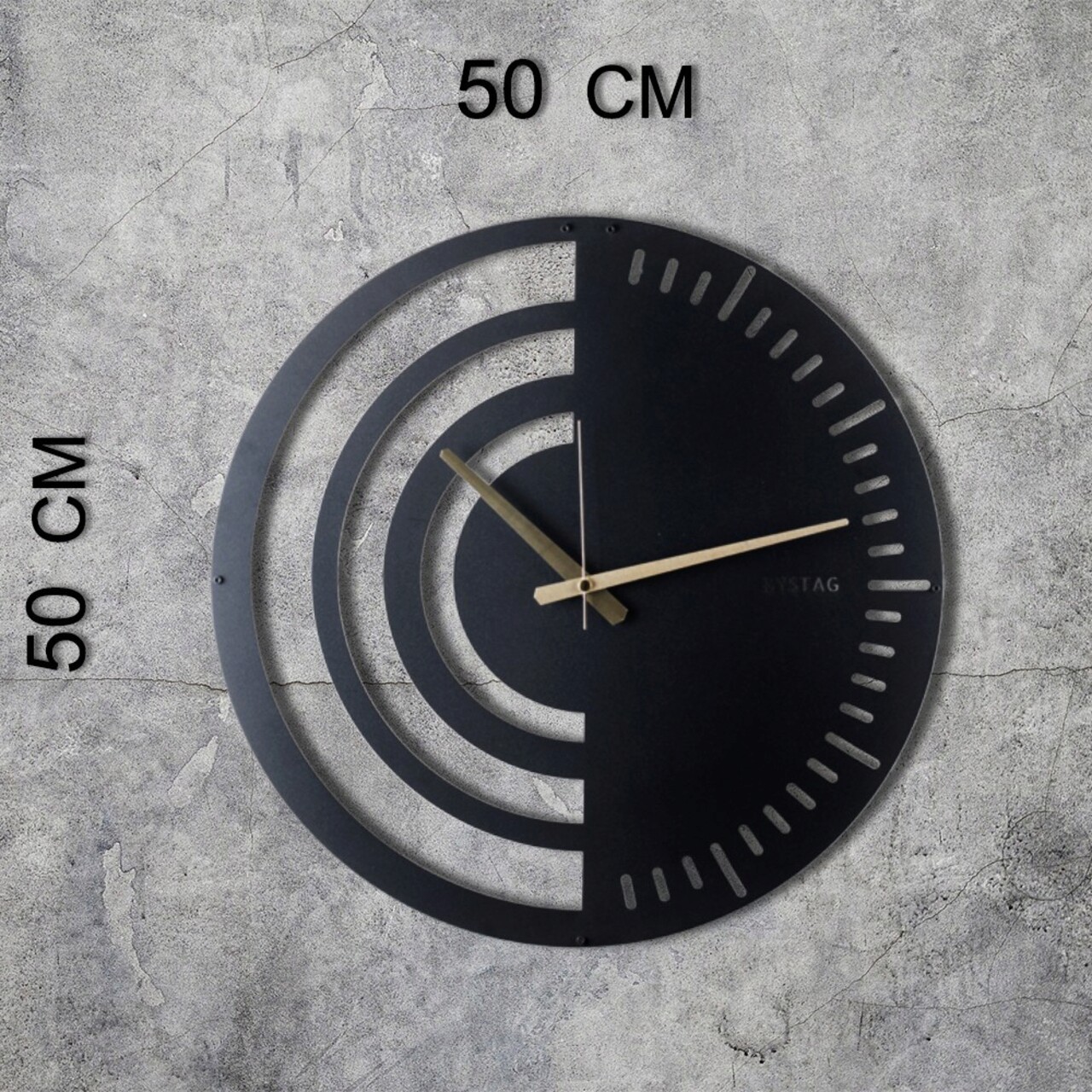Ceas de perete, Chrono, Metal, Dimensiune: 50 x 50 cm, Negru - 2 | YEO