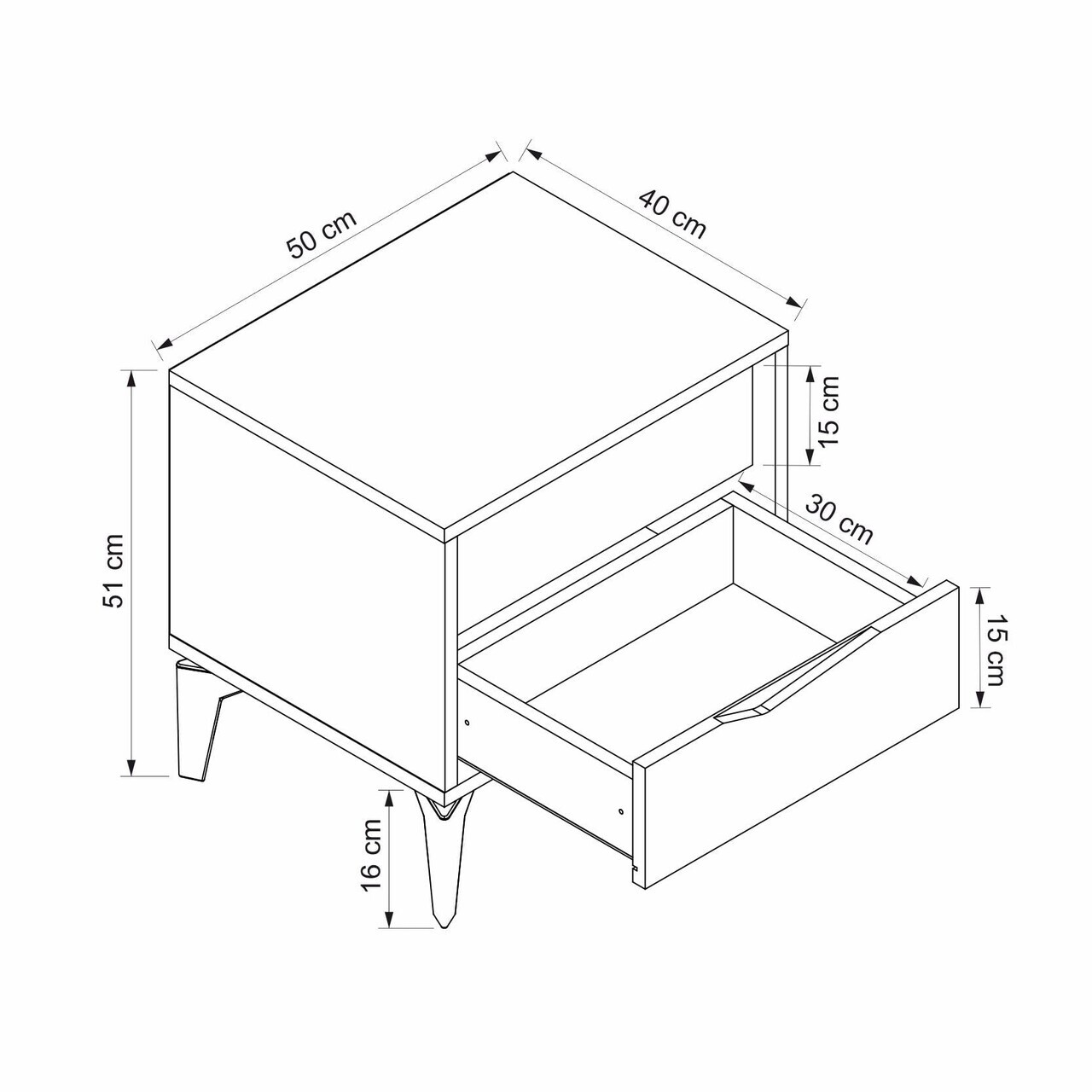 Noptiera, Hanah Home, Lorin, 50x51x40 cm, Beirut — imaginea 7