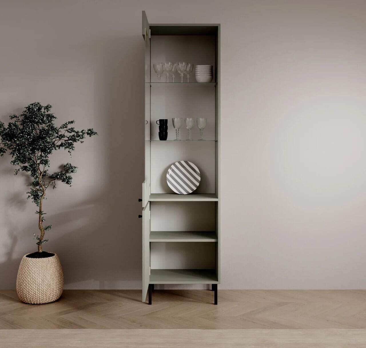 Dulap de bucatarie ADRK, Tili, 51.8x40.8x195 cm, PAL laminat, verde eucalipt — imaginea 6