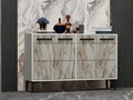 Consola, Odessa, Stria, 120x30x75 cm, PAL, Alb / Marmura