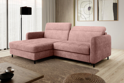 Coltar extensibil stanga 3 locuri ELTAP, LT-24TOU, Gomsi, 228x165x100 cm, lemn/poliester, roz