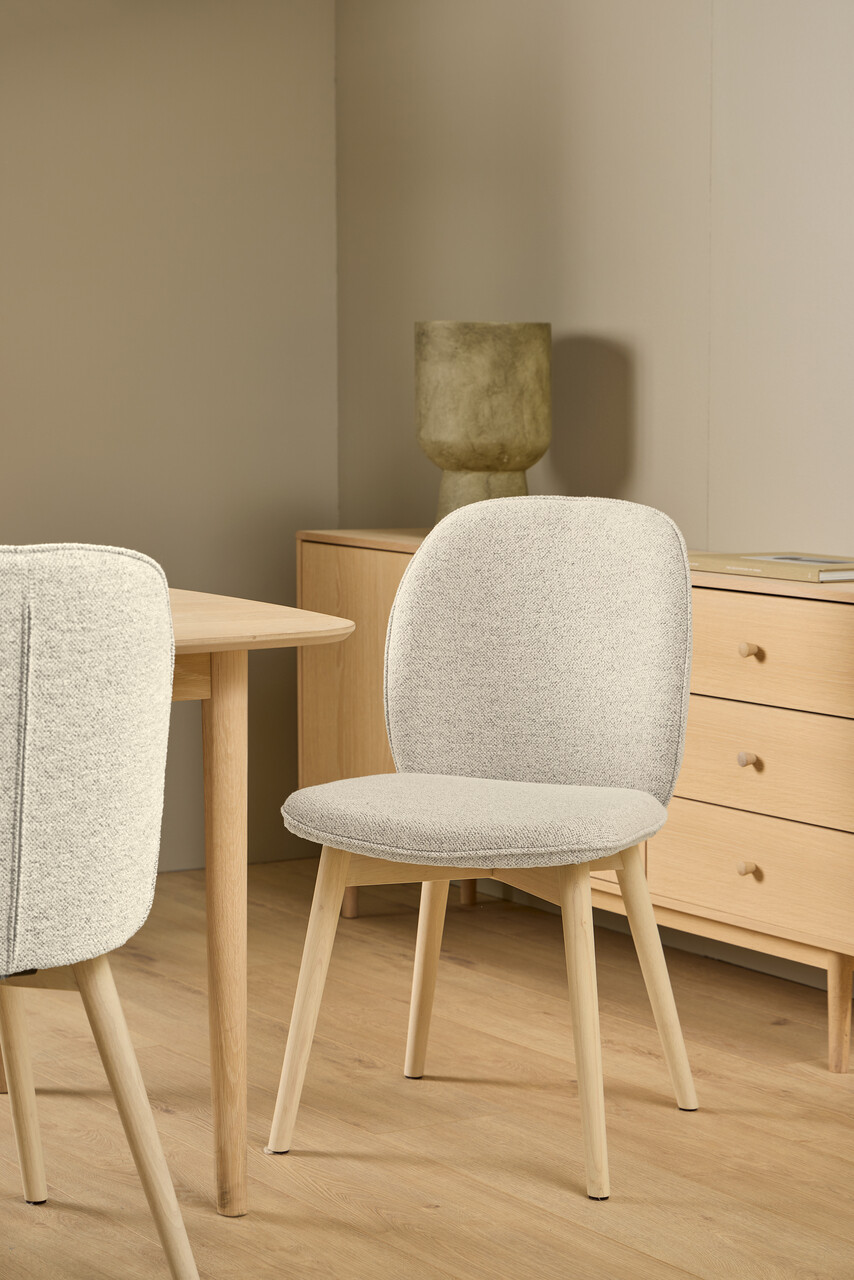 Scaun Cindy, Actona, 49x56x89 cm, tesatura Boucle/lemn de stejar, crem - view 2