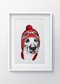 Tablou decorativ Ski Dog, Oyo Kids, 29x24 cm, lemn/MDF, multicolor