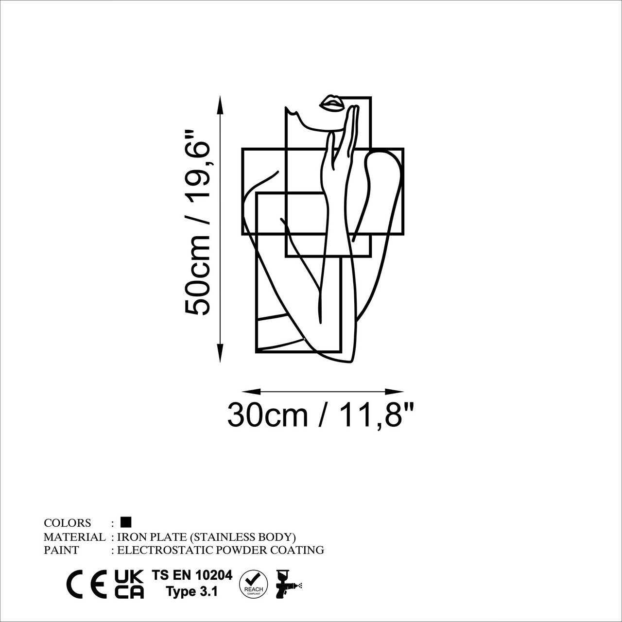 Decoratiune de perete, Think, Dimensiune: 50 x 30 cm, Negru - view 6