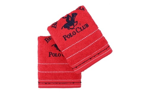 Set 2 prosoape de maini 403, beverly hills polo club, 50x90 cm, bumbac, rosu