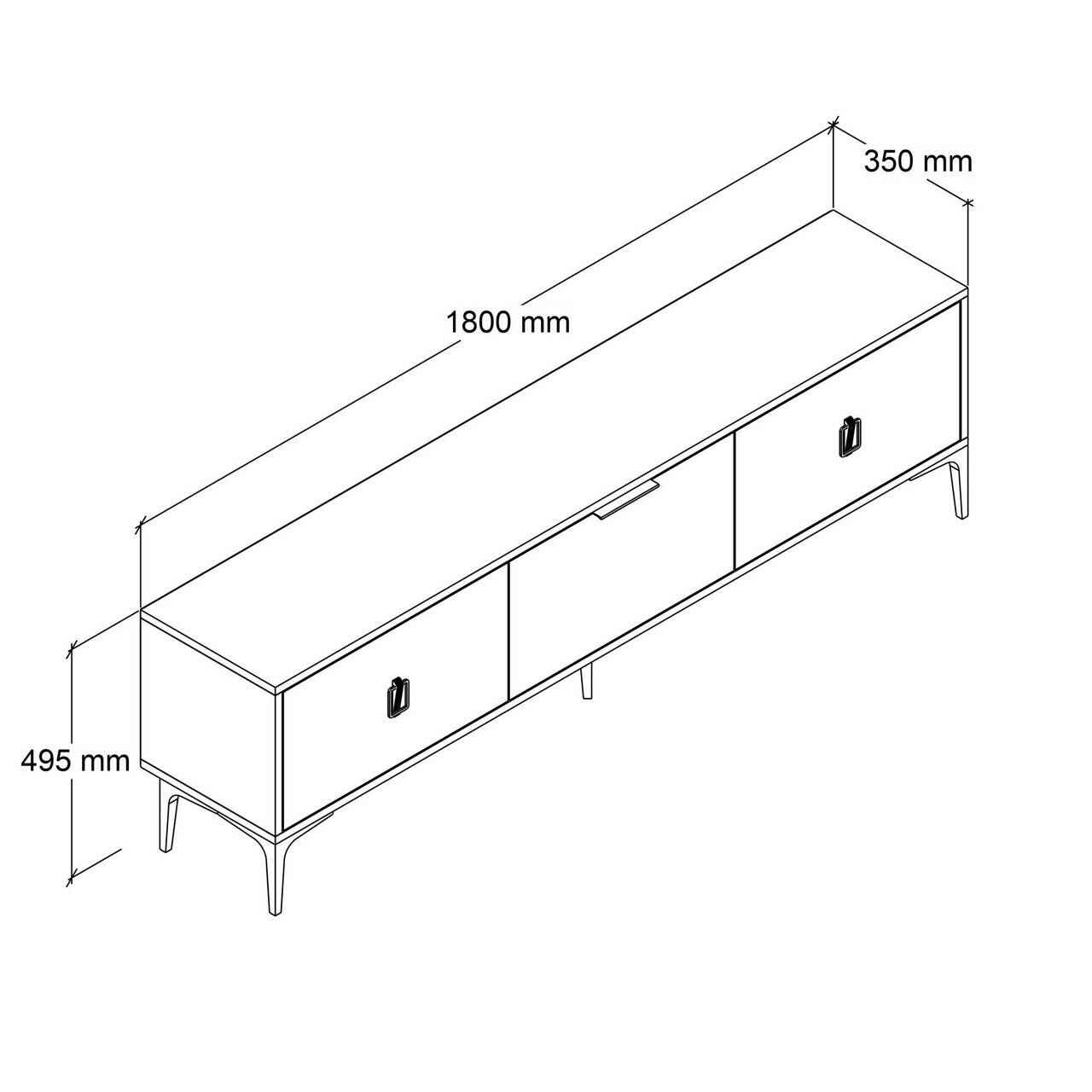 Comoda TV, Hanah Home, Neva 3801, 180x50x35 cm, PAL, Stejar / Alb / Antracit — imaginea 5