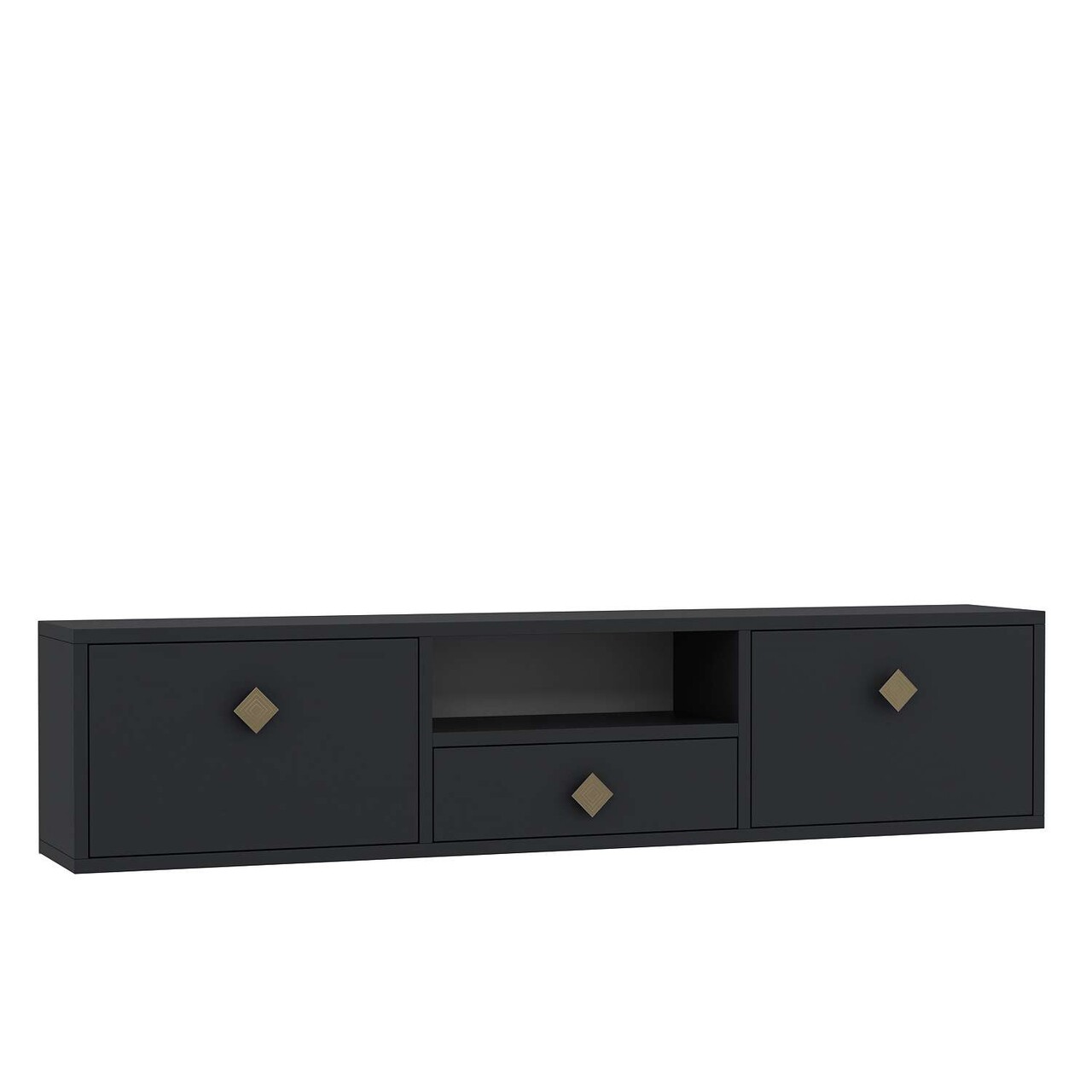 Comoda TV, Hanah Home, 1305-DROP-1, 140x30x30 cm, PAL , Antracit / Aur - view 4