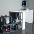 Birou cu biblioteca si raft, Hommy Craft, Box, pal melaminat, alb/albastru