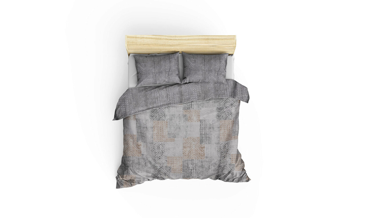 Lenjerie de pat dubla King (FR), Amentes - Grey, Cotton Box, Bumbac Satinat - 2 | YEO