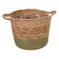 Cos pentru depozitare, Creaciones Meng, 16x19 cm, stuf/hartie impletita, natural/verde