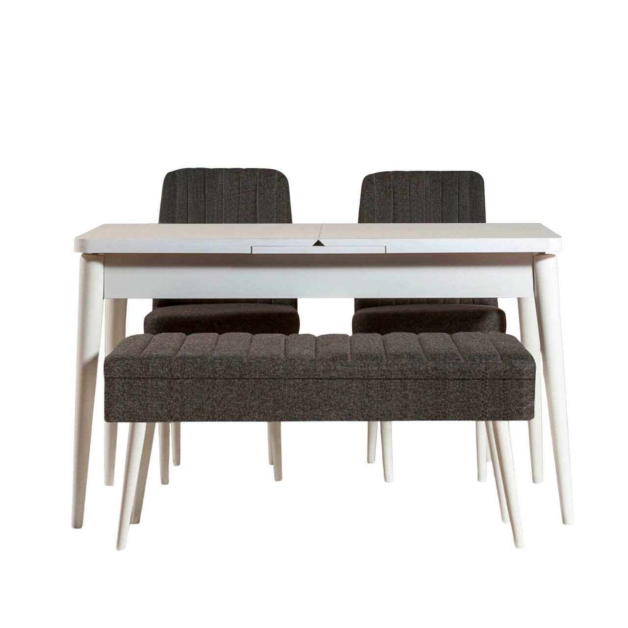 Set masa extensibila si scaune, Hanah Home, Vina 1053, Alb / Antracit - imagine 3
