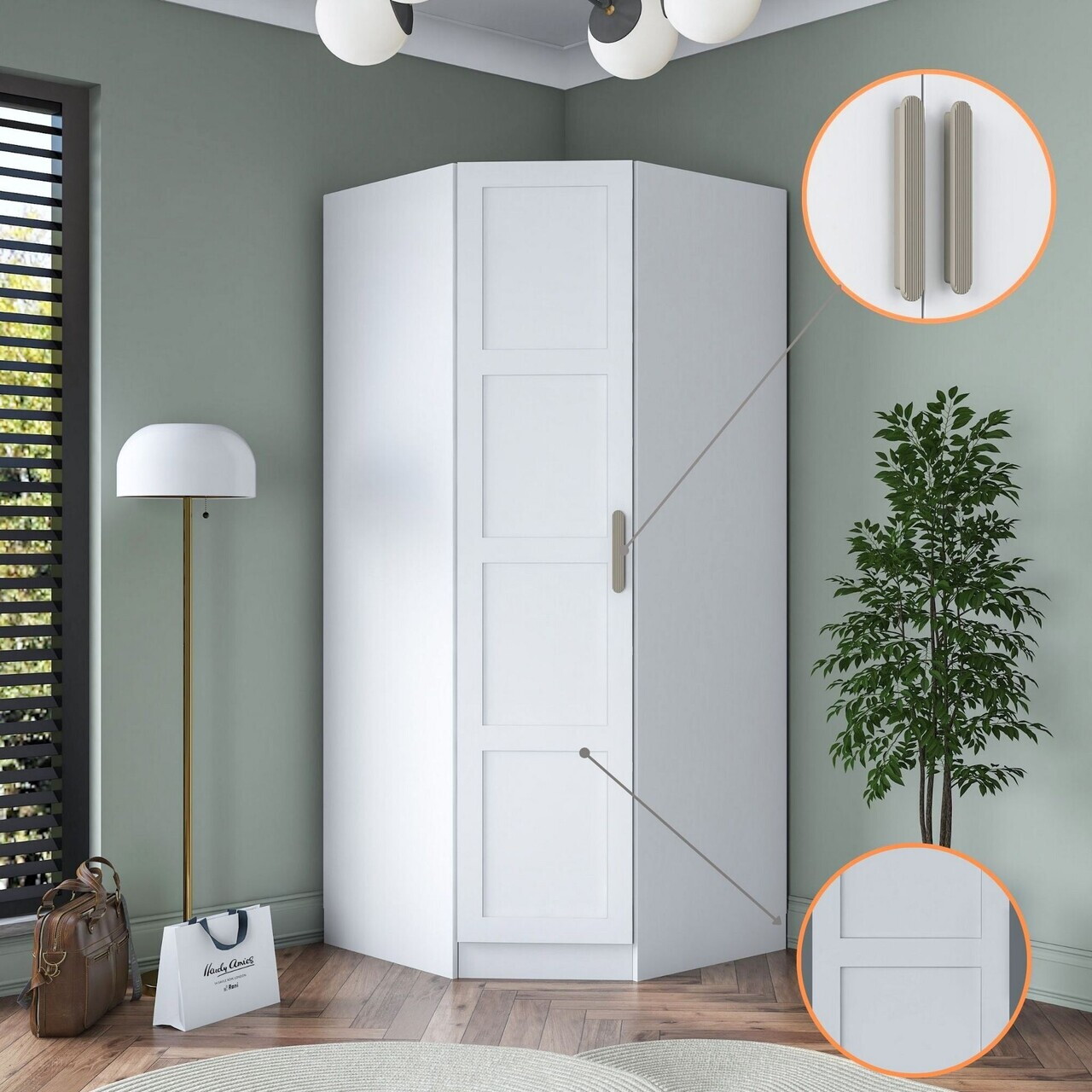 Dulap pentru haine, Hanah Home, BA191, 91x210x57.5 cm, PAL melaminat, Alb - view 3