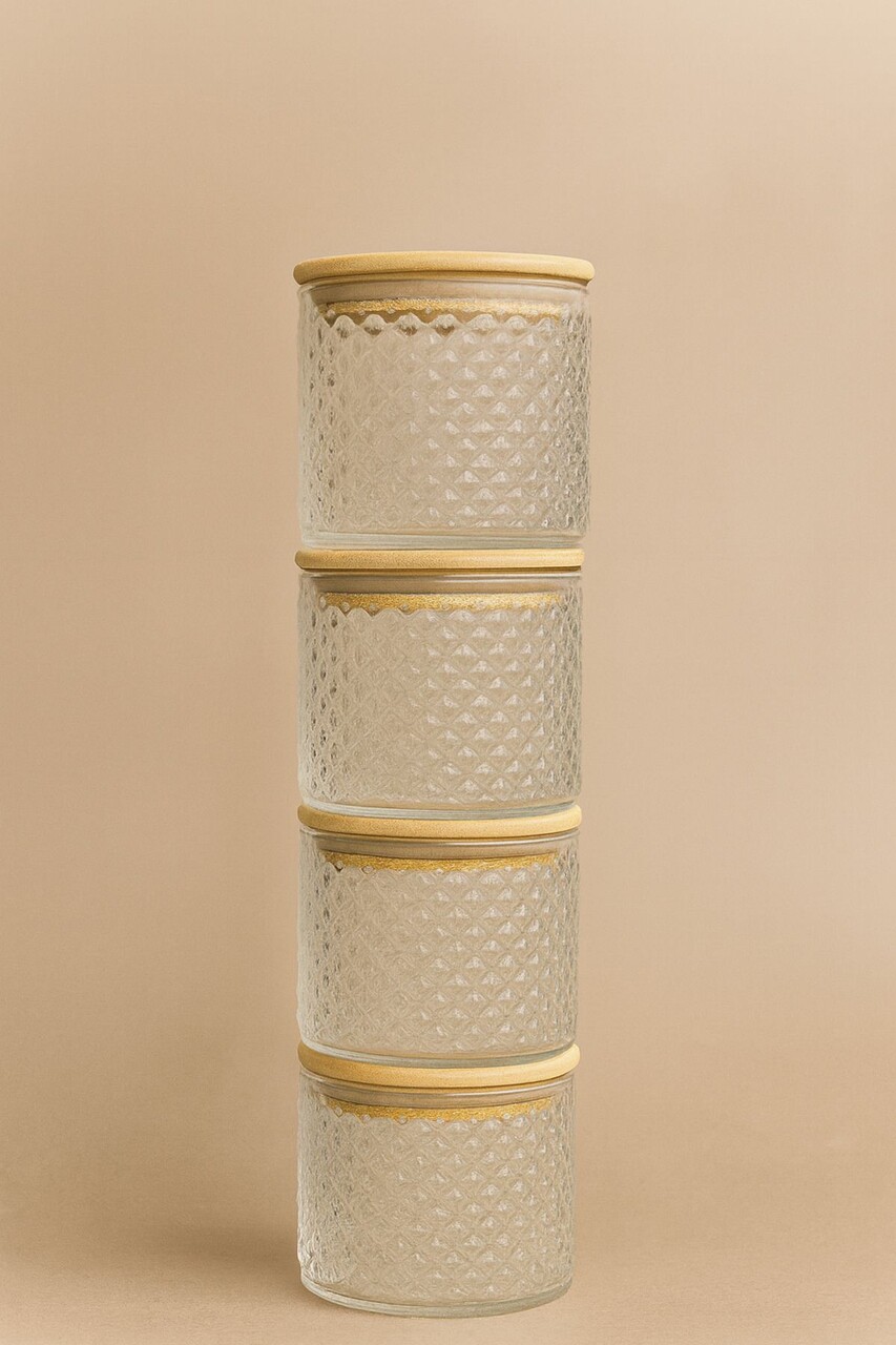 Set recipiente depozitare, Hermia, 409PBH1410, Capac din bambus: (4 bucăți), Transparent - imagine 2