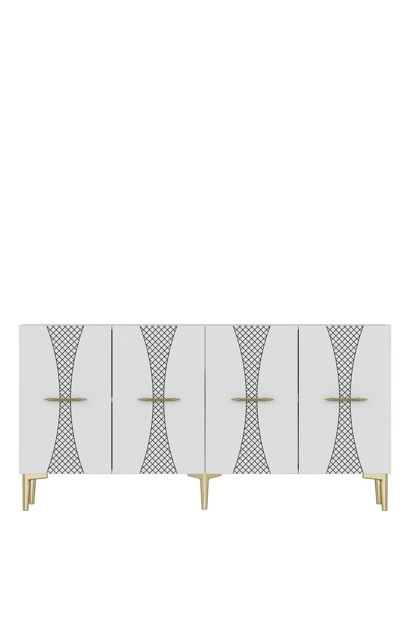 Consola, Hanah Home, Slim 150, 150x75x32 cm, Alb/Auriu — imaginea 6