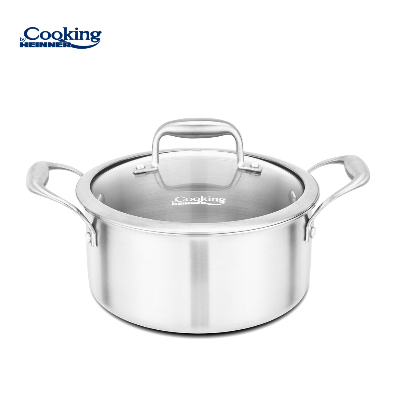Semioala cu capac Atomic3, Cooking by Heinner, 24x12 cm, 5 L, inox/sticla, argintiu - imagine 2