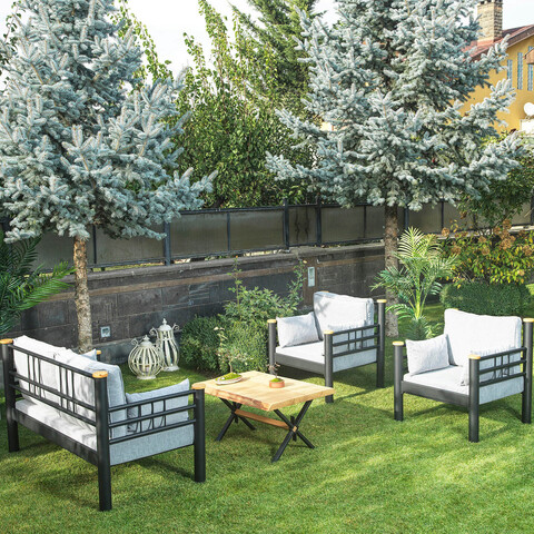 Set mobilier de gradina, heaven, kappis (2+1+1), negru / fume