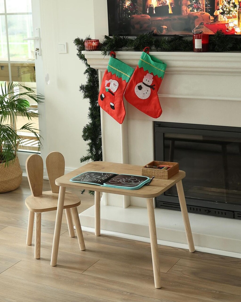 Set masa si scaun pentru copii, Bambini, Bunny One Chair Set, Maro - 1 | YEO