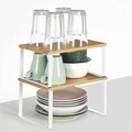 Set 2 suporturi pentru condimente Songmics Spice, 29.7 x 19.5 x 15.5 cm, bambus/otel, natural/alb